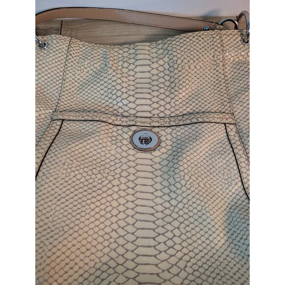 Coach Cream Park Python Embossed Leather Hobo F24383 Animal Print Shoulder Bag - Picture 2 of 11